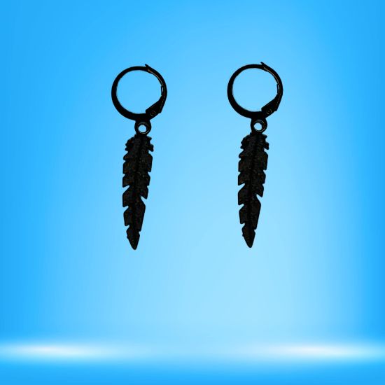 Imagen de 1 Par de Plumas Medianas Acero en Arracaditas Acero Color Negro Alta Durabilidad+20 Modelos y Colores Para Escoger CUPF&=X1PLu-Lopi