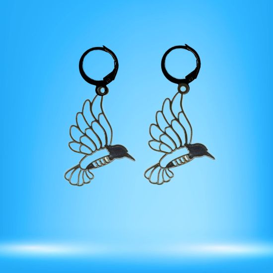 Imagen de 1 Par de Bonitos Colibries en Arracaditas Acero Color Negro Alta Durabilidad +5 Modelos y Colores para Escoger x1colib-Lopi