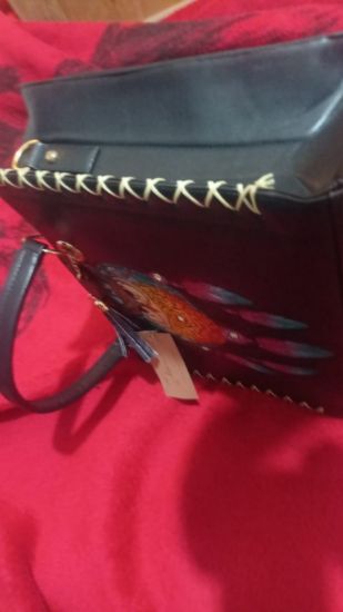 Imagen de Bolsa de piel para dama grande Artesanal atrapasueños