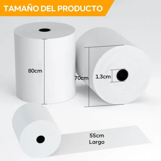 Imagen de  Rollo Papel Térmico 80x70 Blanco Impresora 80mm Ticket
