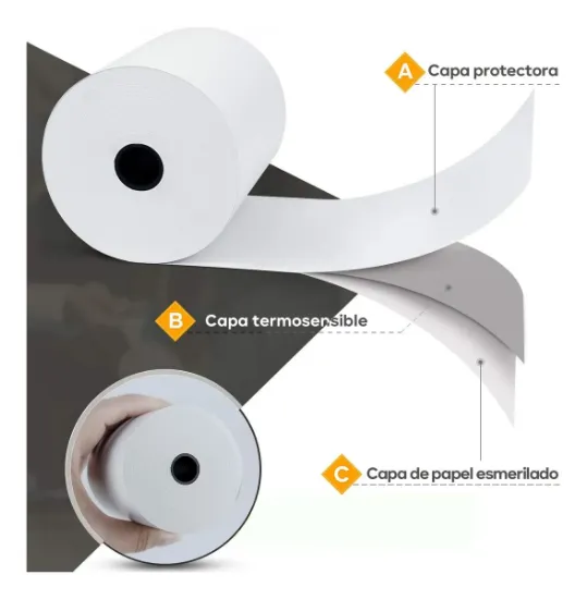 Imagen de  Rollo Papel Térmico 80x70 Blanco Impresora 80mm Ticket